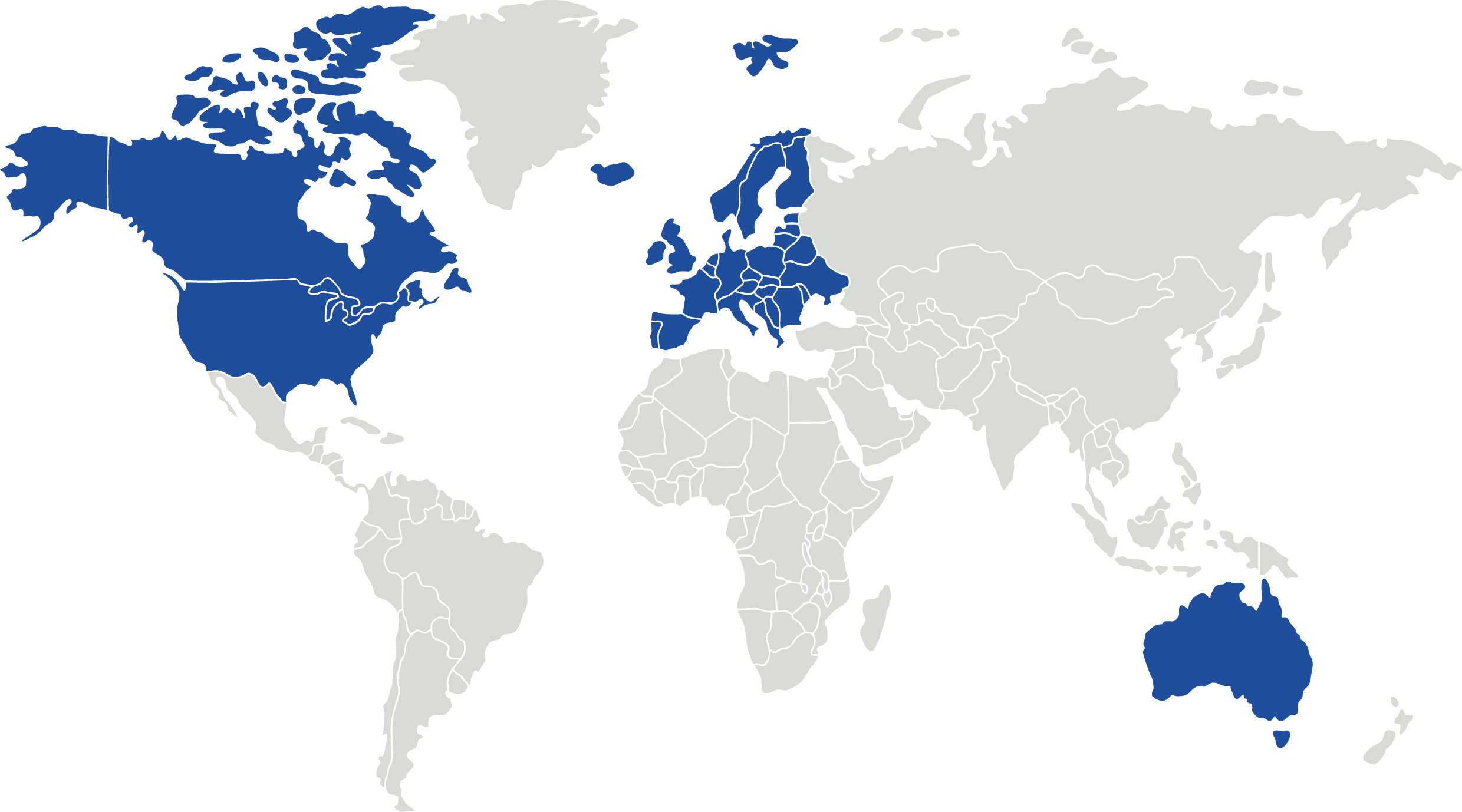 World map of areas Headland Consultancy works in